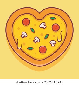 pizza melted floating cartoon isolated, vector illustration