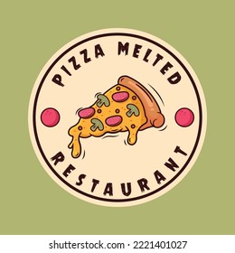 Pizza Melted Restaurant Logo The Illustration