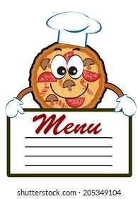 Pizza with menu.
