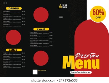 Pizza menu a4 restaurant café Plantilla delivery comidas Italiano spaghetti comida flyer papel Ilustración vectorial hamburguesa comida rápida Flyer poster panfleto folleto portada diseño diseño diseño Vector 