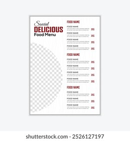 Pizza menu card design template for your restaurant