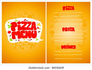 Plantilla de diseño de tarjeta de menú pizza.