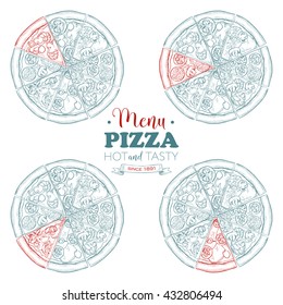 pizza menu, Food Cafeteria. Vector illustration