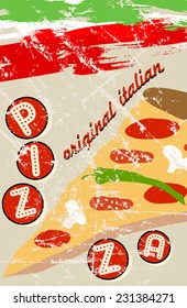 pizza menu, free copy space, vector illustration