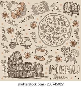 pizza. menu. Italian restaurant