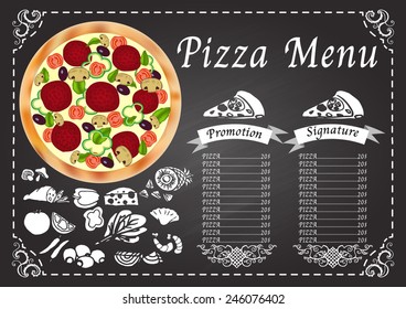 Pizza Menu On Chalkboard Design Template