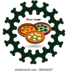  pizza menu for pizzerias in vector, different types of pizza