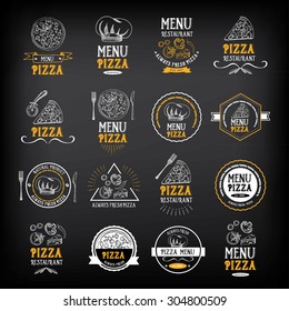 Pizza menu restaurant badges. Food design template.