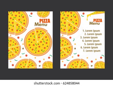 Pizza menu template. Vector illustration. Restaurant cafe menu, template design.