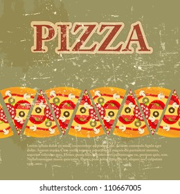 Pizza Menu Template in vintage retro grunge style vector illustration