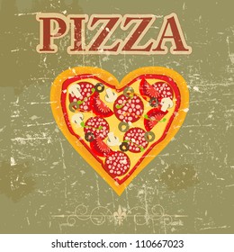Pizza Menu Template in vintage retro grunge style vector illustration