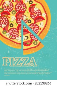 Pizza Menu Template in vintage retro grunge style vector illustration