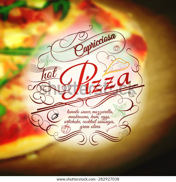 Pizza Menu Typography Template Hand Drawn Stock Vector (Royalty Free ...