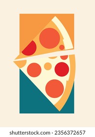 Pizza mid century modernism style vintage art poster	