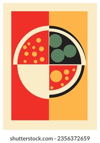 Pizza mid century modernism style vintage art poster	
