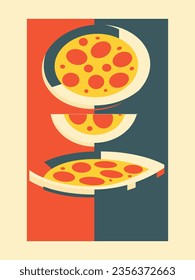 Pizza mid century modernism style vintage art poster	