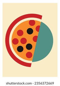 Pizza mid century modernism style vintage art poster	