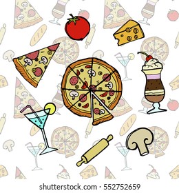 pizza, milkshake, cheese vector 