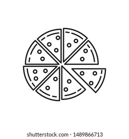 Pizza minimal line icon vector