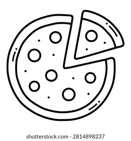 Pizza with a missing slice for food, restaurant, delivery, and fast food concepts.