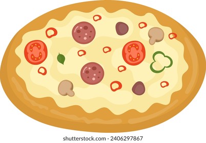 pizza mix topping and basil pizza day