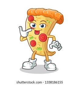 pizza mocking mascot vector cartoon illustration