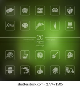 pizza modern icons for mobile interface on blurred background