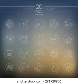pizza modern icons for mobile interface on blurred background