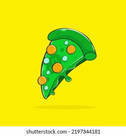 Pizza monetary unit, dollar, money green illustration bright. Vector illustration.