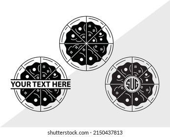Pizza Monogram  Printable Vector Illustration