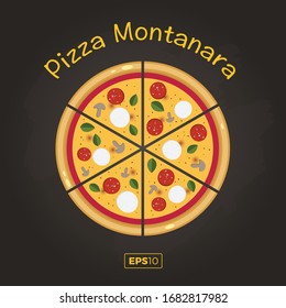 Pizza Montanara Vector Illustration. Vector Pizza Slice Art