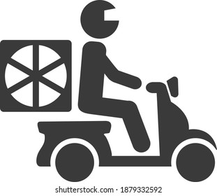 Pizza motorbike delivery icon with flat style. Isolated vector pizza motorbike delivery icon image on a white background.