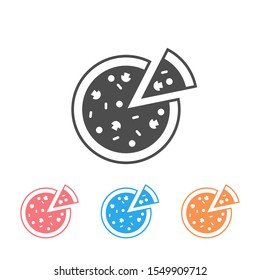 Pizza with mushroom icon set modern vector style