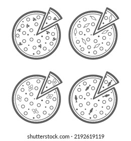 Pizza with mushrooms icon set vector illustration design isolated