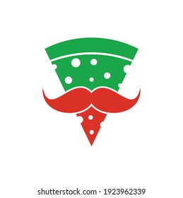 Pizza mustache logo design template. Mr Pizza logo design concept vector icon.