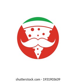 Pizza mustache logo design template. Mr Pizza logo design concept vector icon.