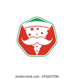 Plantilla de diseño del logo de bigote de pizza. Icono vectorial del concepto de diseño del logotipo de Pizza.