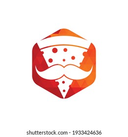 Pizza mustache logo design template. Mr Pizza logo design concept vector icon.