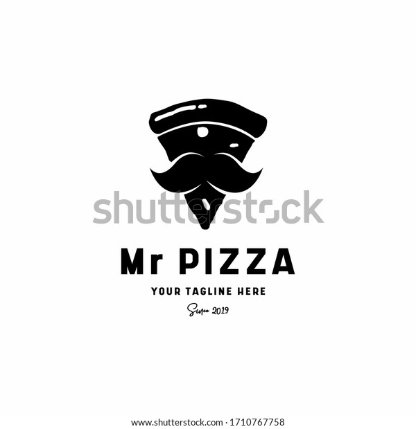 Pizza with Mustache for Mr Pizzaria logo design concept