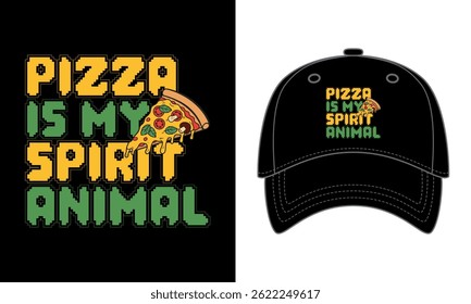 Pizza é minha tipografia de animal espírito e design de tampão de comida de pizza