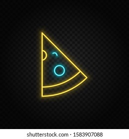 pizza neon icon. Blue and yellow neon vector icon.
