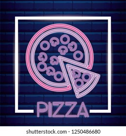 pizza neon light label