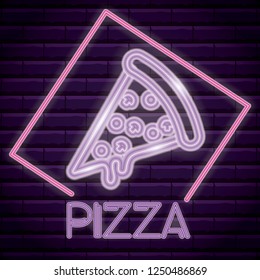 pizza neon light label