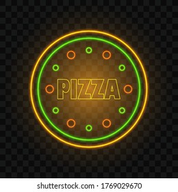 Pizza neon sign, isolated vector illustration.