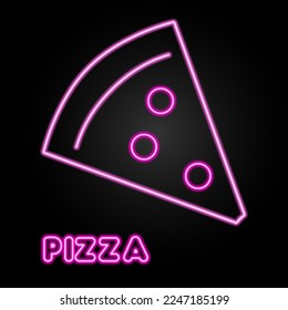 pizza neon sign, modern glowing banner design, colorful modern design trends on black background. Vector illustration.