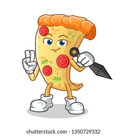 pizza ninja mascot vector cartoon illustration