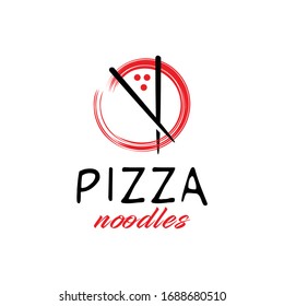 Pizza Noodles logo design vector template with Restaurant Concept style. Spaghetti Symbol and Modern icon for Company And Business.