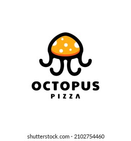 Pizza and octopus combinations,in background white ,vector logo design editable