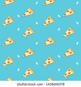 
pizza on a blue background seamless pattern