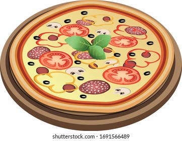 Pizza on the board vector graphic